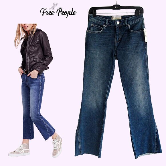 FREE PEOPLE NEW Bohemian Chic RITA Crop Flare Jean 27 - Picture 1 of 12